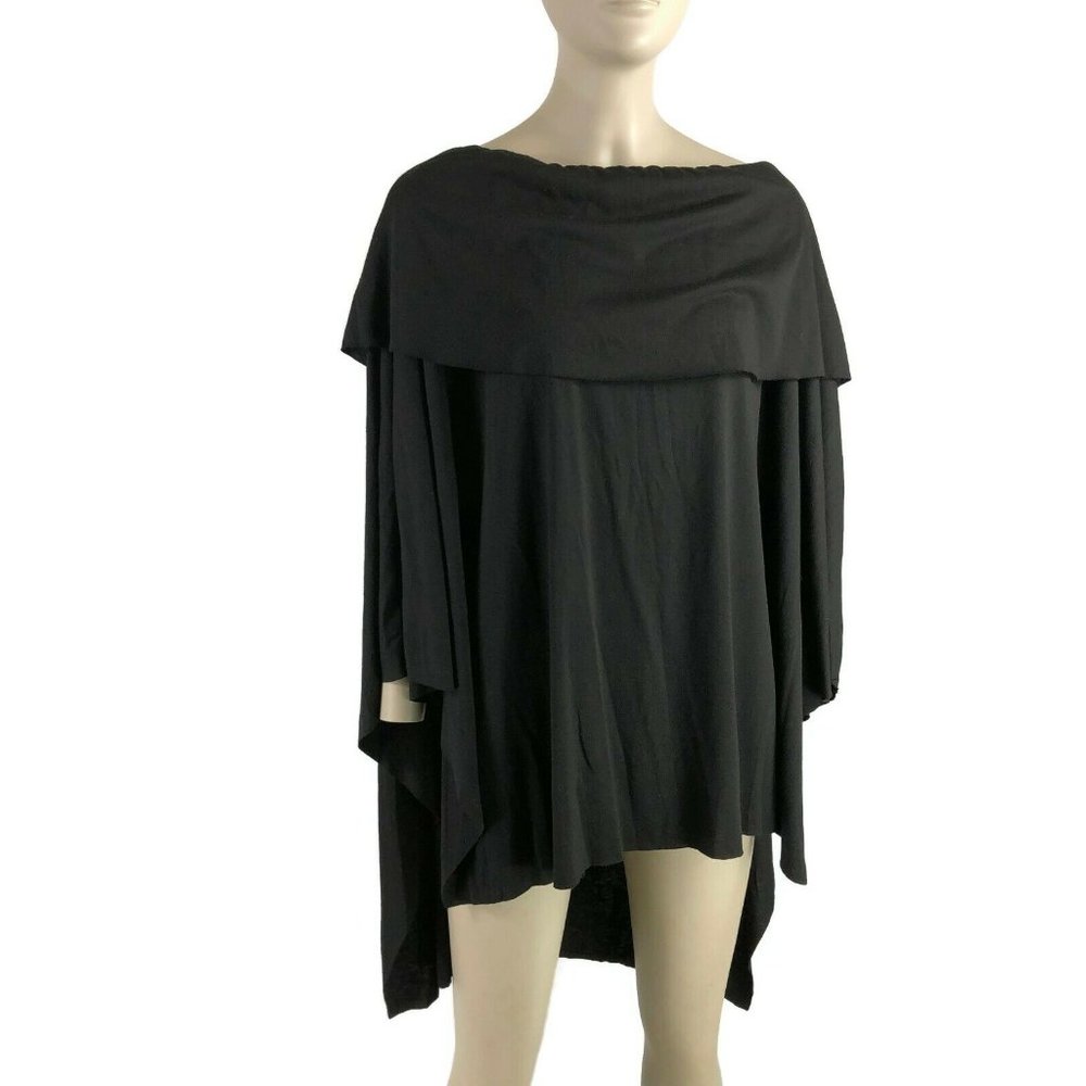 Convertible Poncho Skirt Size Xl Black Knit Flowy